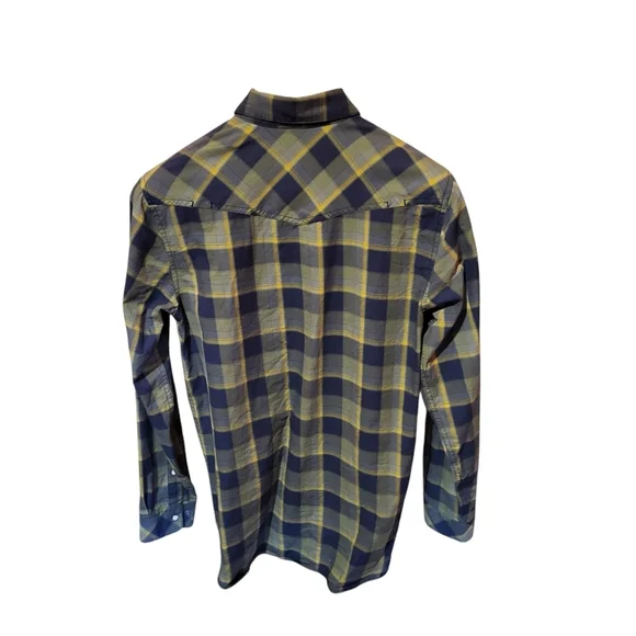5.11 Tactical Shirt Mens Small Blue Yellow Plaid Pearl Snap Utility Workwear - Picture 2 of 5